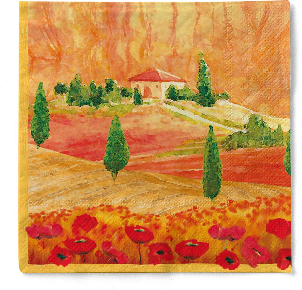 Sovie HORECA Serviette Lombardia in Terrakotta aus Tissue 33 x 33 cm, 3-lagig, 100 Stück - Toskana