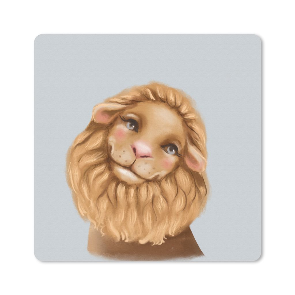 MuchoWow Mauspad Mousepad Löwe - Kinder - Grau 20x20 cm - Mousepads - Maus Mat - Pad - Mausunterlage - Desk Mat - Bureauartikeln