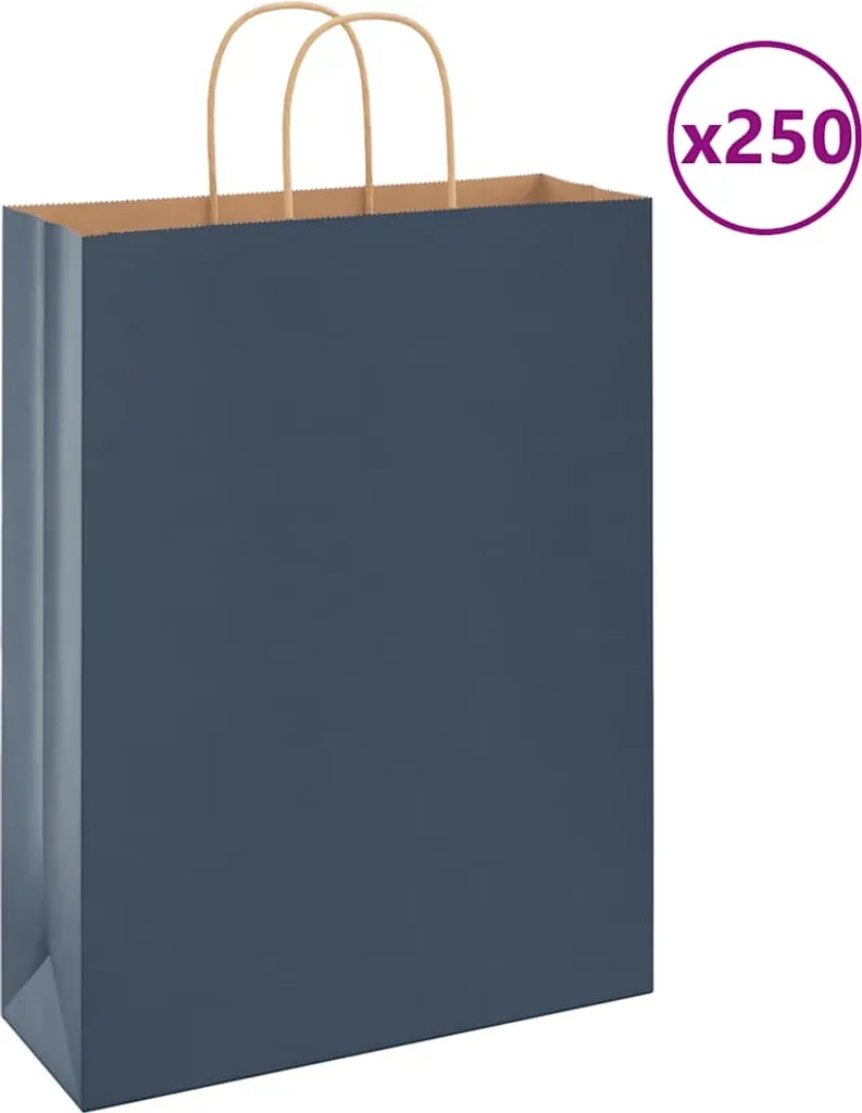 250 Sacchetti di Carta Blu con Manici 32x12x42 cm - Shopper CL6106039