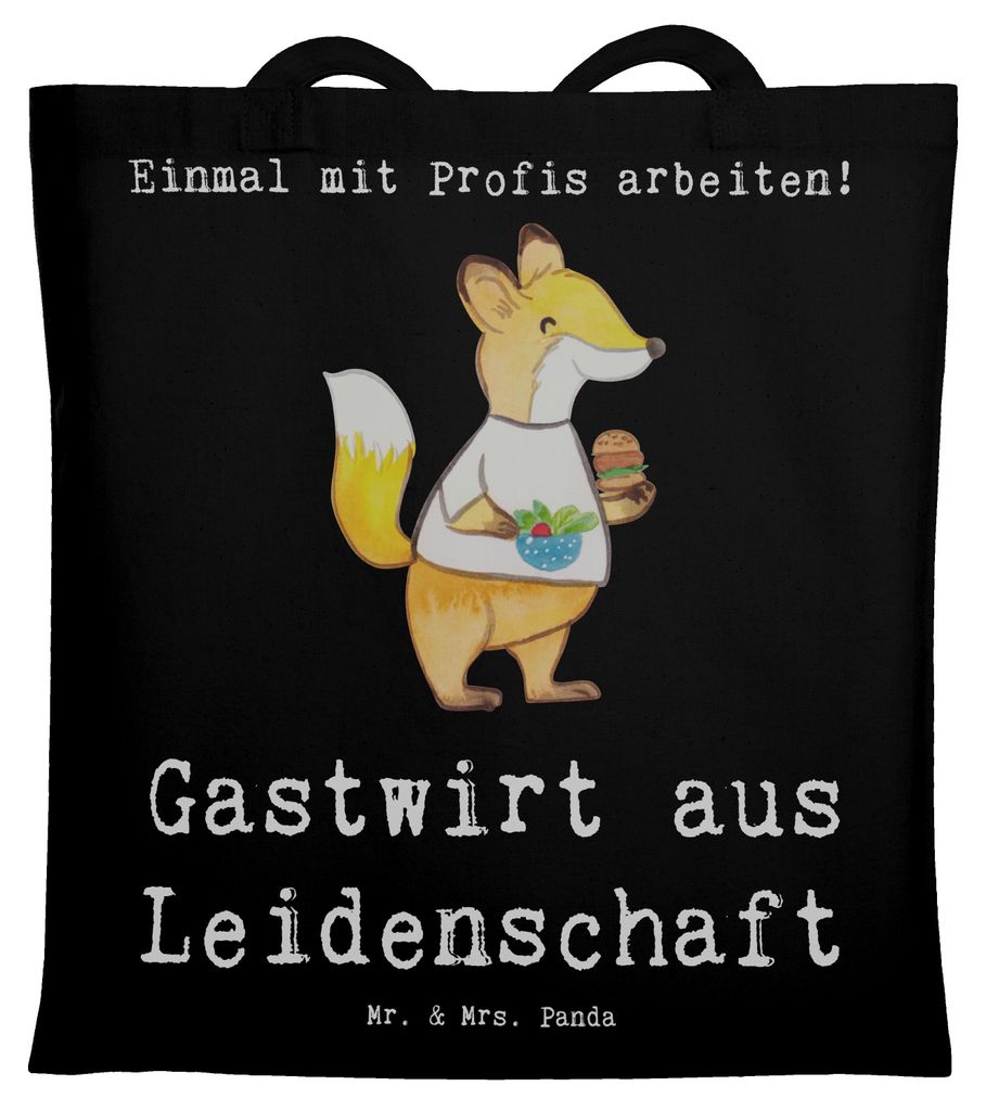 Mr. & Mrs. Panda Einkaufstasche Gastwirt Leidenschaft - Schwarz - Geschenk, Tasche, Bar, Gaststätte, Schultasche, Tote Bag, Shopping, Kneipe, Spru...