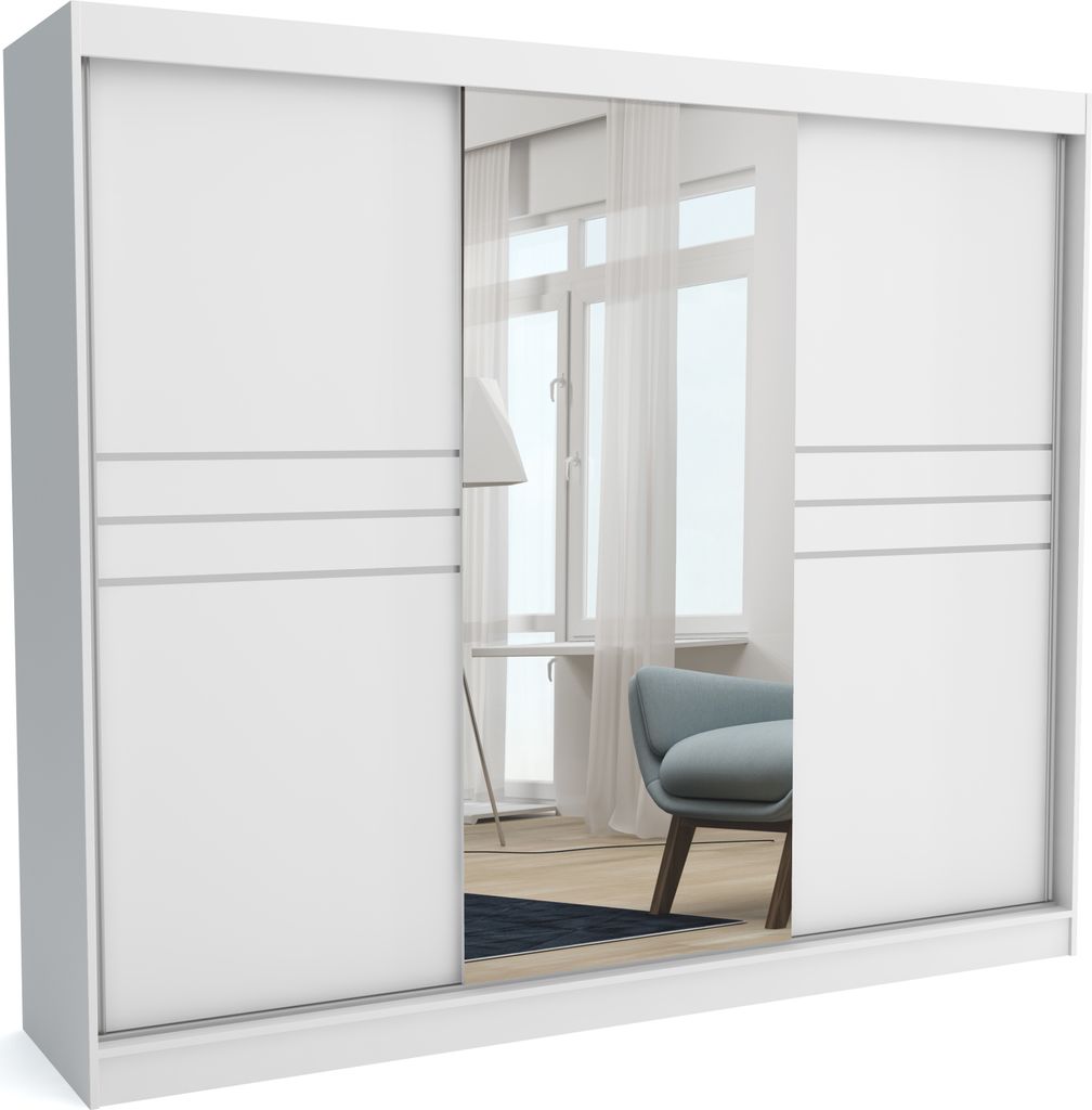 Moderner Schiebetürenschrank TONY 250 cm (WEISS)