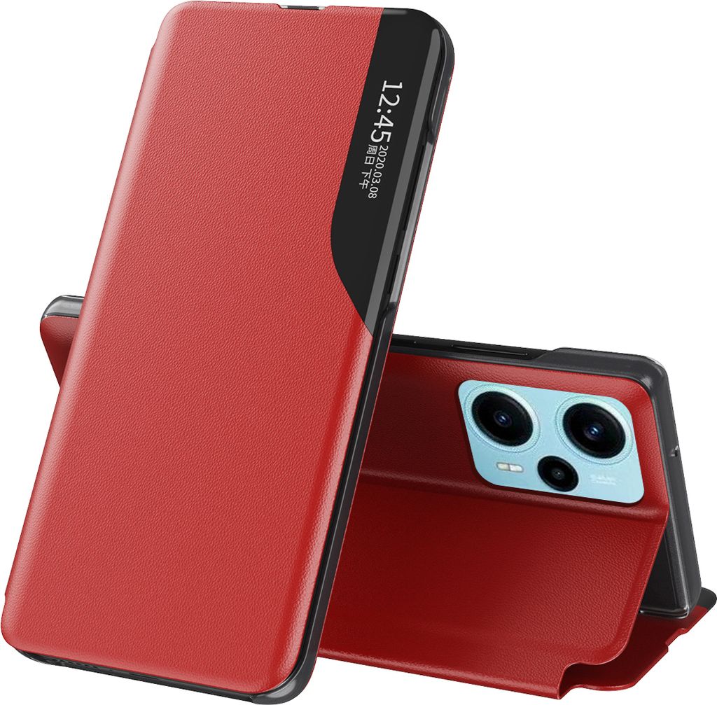 Dünn Flip Stand Cover Kunstleder Schutzhülle für Xiaomi Poco F5 Rot