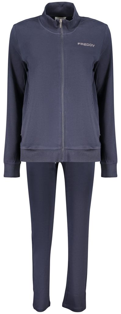 Blaue Damen-Sweatjacke mit Reißverschluss und sportlichen Details