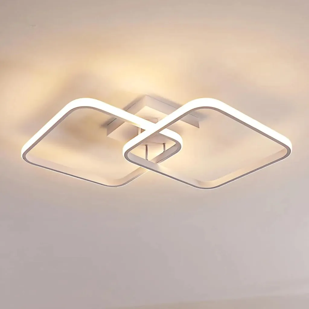 Luminaire de plafond LED design carré 50W blanc chaud pour salon chic