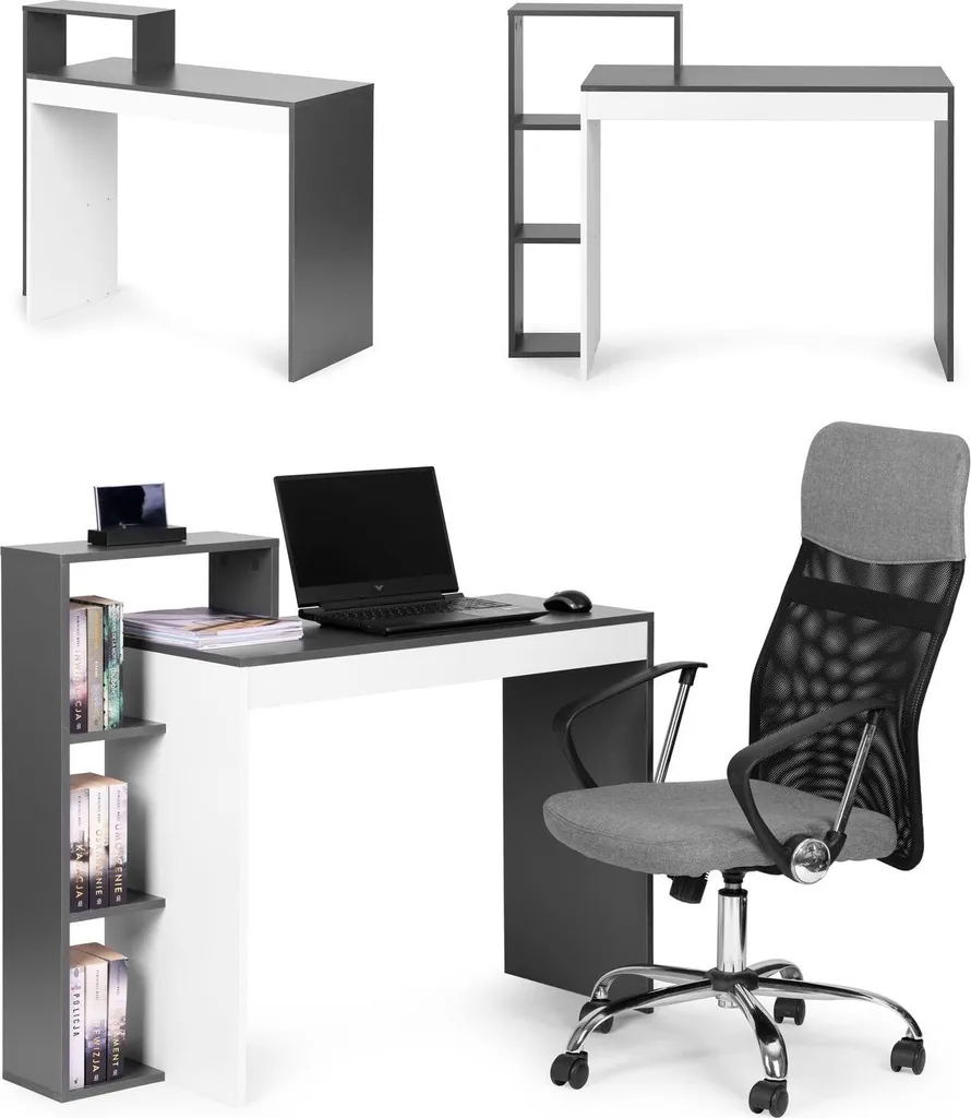 Table de bureau multimédia et étagères de rangement pour home office