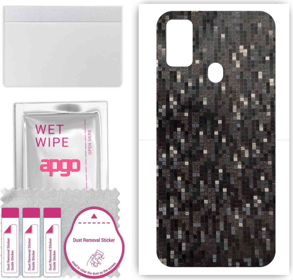 apgo Rückseite Schutzfolie, Skin, kompatibel mit Samsung Galaxy M30s, Hinten Displayschutzfolie aus Vinylfolie, kratzfest, einfache Montage - Carb...