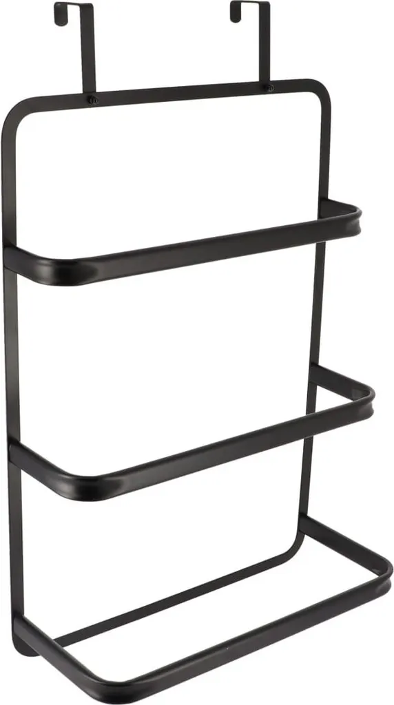 Support serviettes 3 niveaux sans perçage noir, format 89x42x22 cm