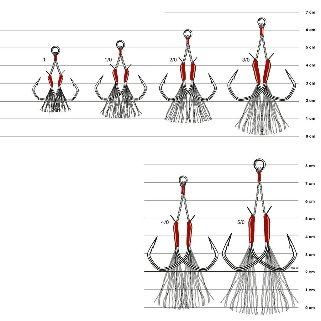 VMC 7117AH Light Jigging Assist Hook - Zusatzhaken, Größe / Tragkraft / Packungsinhalt:Gr. 2/0 / 130lb / 3 Stück