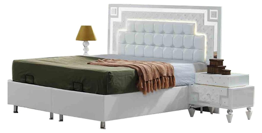 Komplettes Weißes Schlafzimmer Set Designer Doppelbett 2x Nachttische