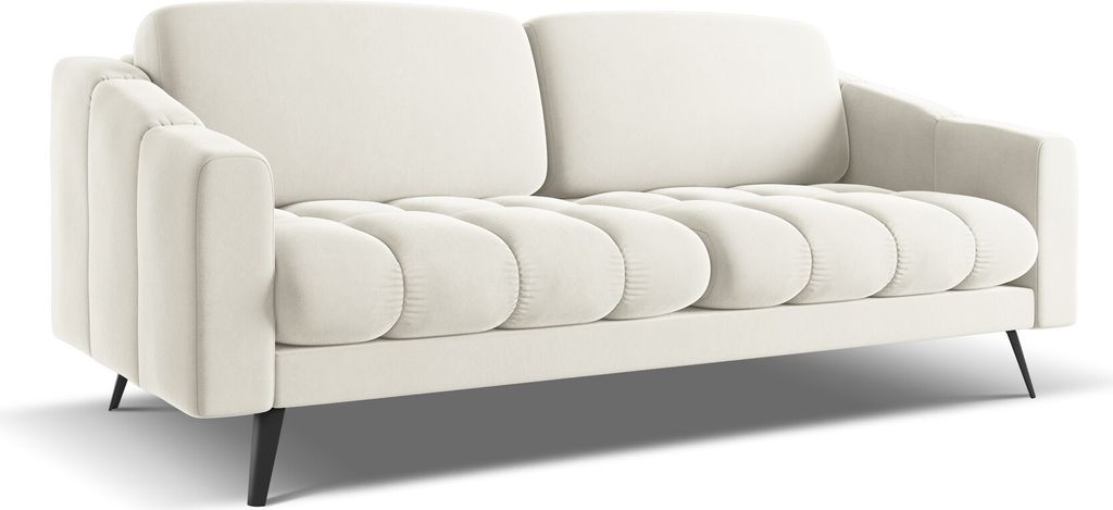 3-Sitzer Sofa - Samt - Hell beige - NALU