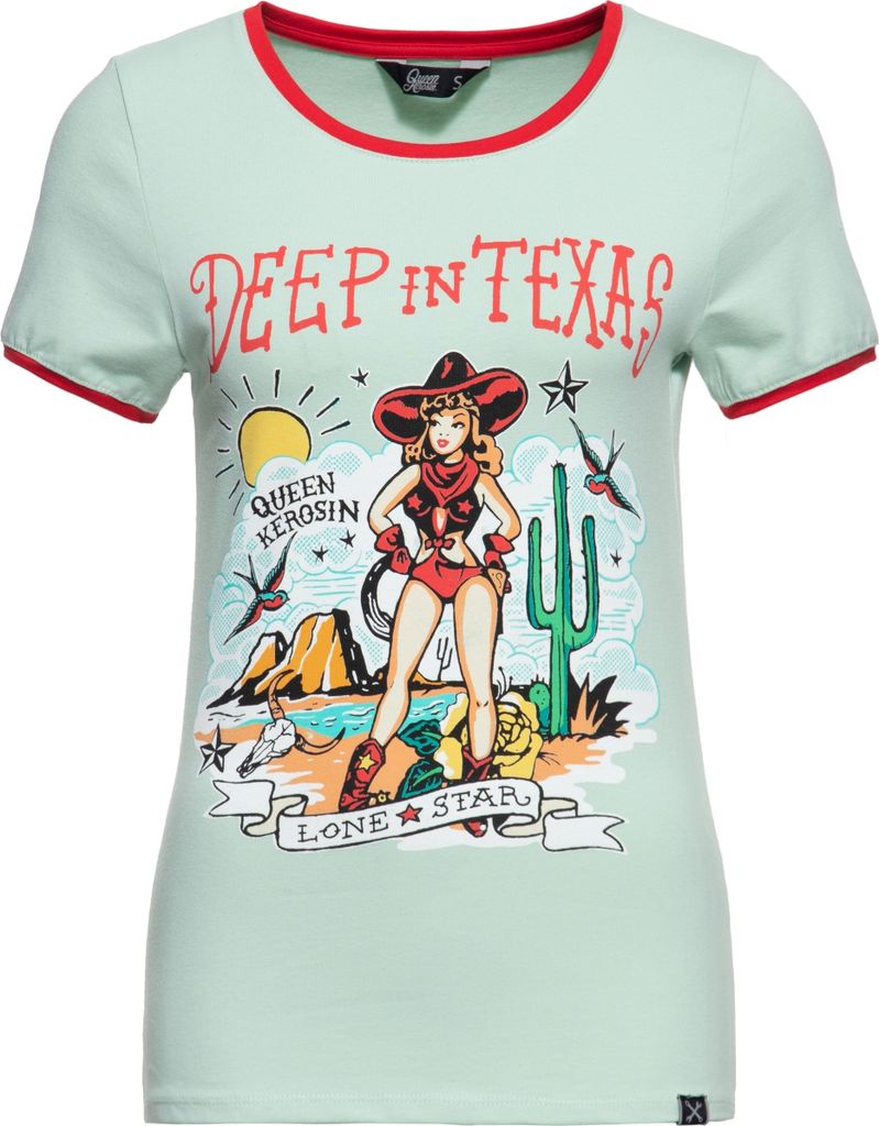 Queen Kerosin Ringer T-Shirt - Deep In Texas Mint XL