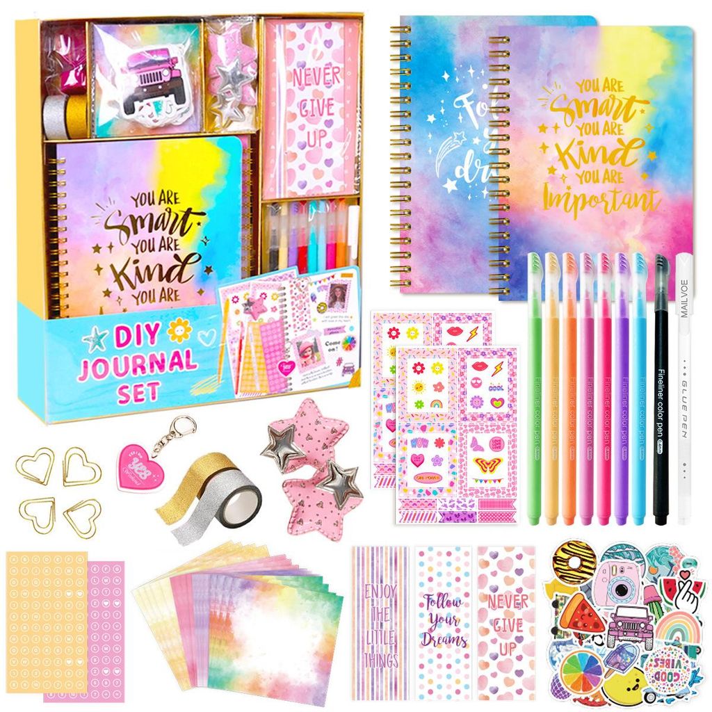 DIY-Tagebuch-Set für Mädchen, DIY-Tagebuch-Set,Scrapbook- und Tagebuch-Zubehör-Set,Tagebuch-Kunst-Bastel-Set,ideale Geschenke für 8+ jährige M...