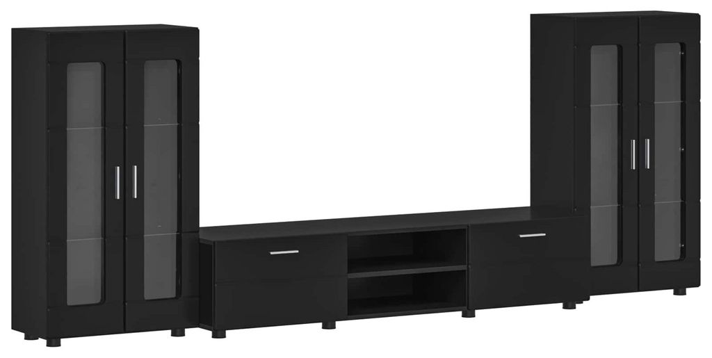 TV-Schrankset mit Schubladen FLORIN 3 pcs Schwarz Holzwerkstoff