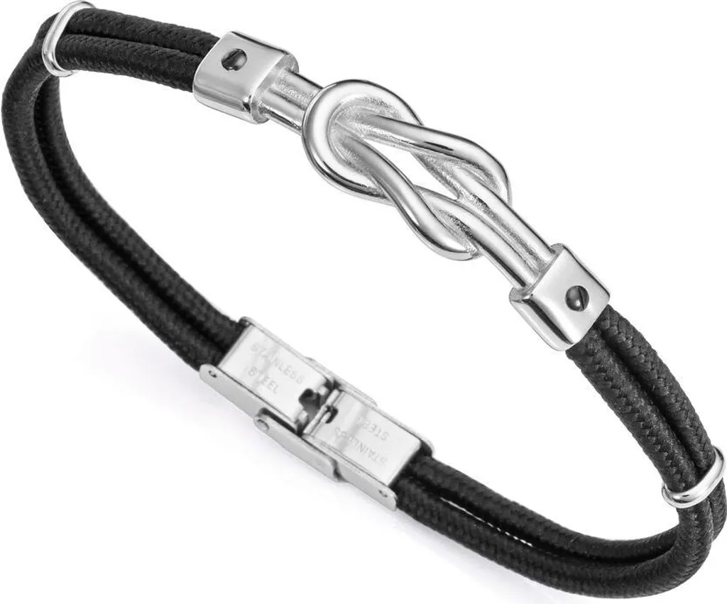 Bracelet Viceroy 14019P01010 pour homme en acier noir et cuir tressé