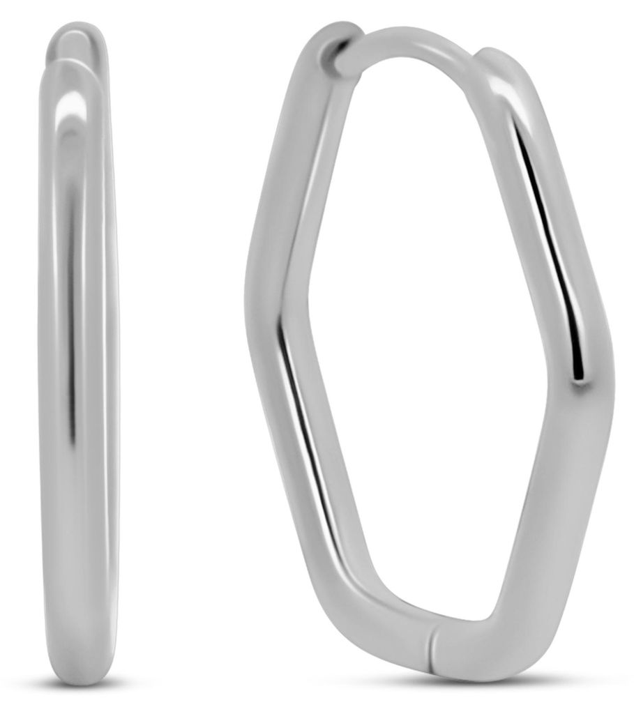 CO88 Collection - 8CE-70570 - Stalen Oorringen- Oorbellen - Hexagon - 20mm - Zilverkleurig