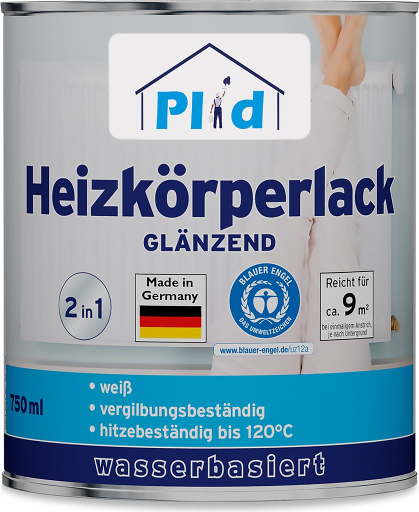 Plid Heizkörperlack 0,75L für ca. 9m², Weiß Glänzend / LF Produktbild 1