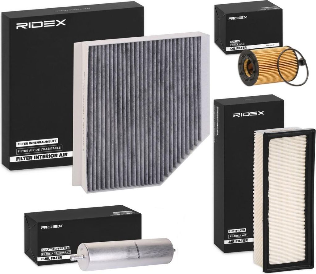 RIDEX Filterset Inspektionspaket Filtersatz für AUDI A4 Avant (8K5, B8) Q5 (8RB) A5 Sportback (8TA) A4 Limousine (8K2, B8) A5 Coupe (8T3) A4 Allroad