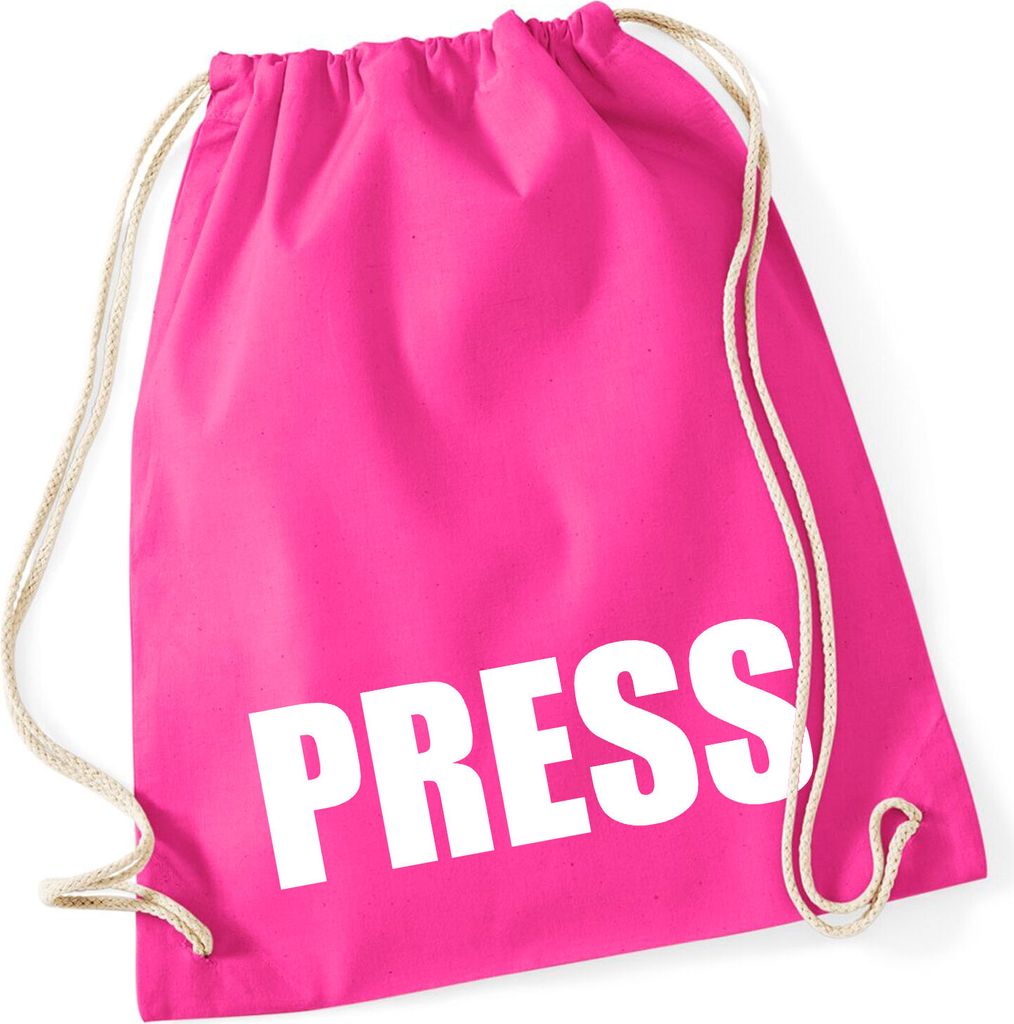 Huuraa Turnbeutel Press Schriftzug 12 Liter Fuchsia Baumwolle Rucksack Geschenkidee