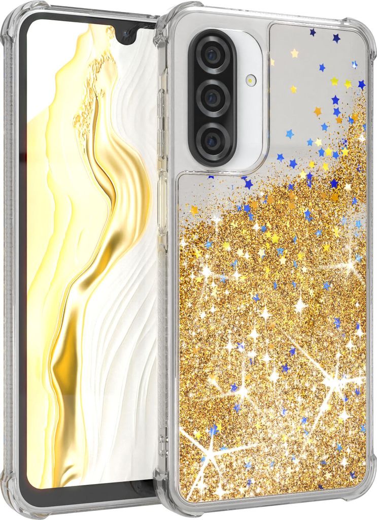 EAZY CASE - Glitzer Hülle kompatibel mit Samsung Galaxy A26 Glitzer Schutzhülle, Soft Case, Backcover Transparent mit Motiv