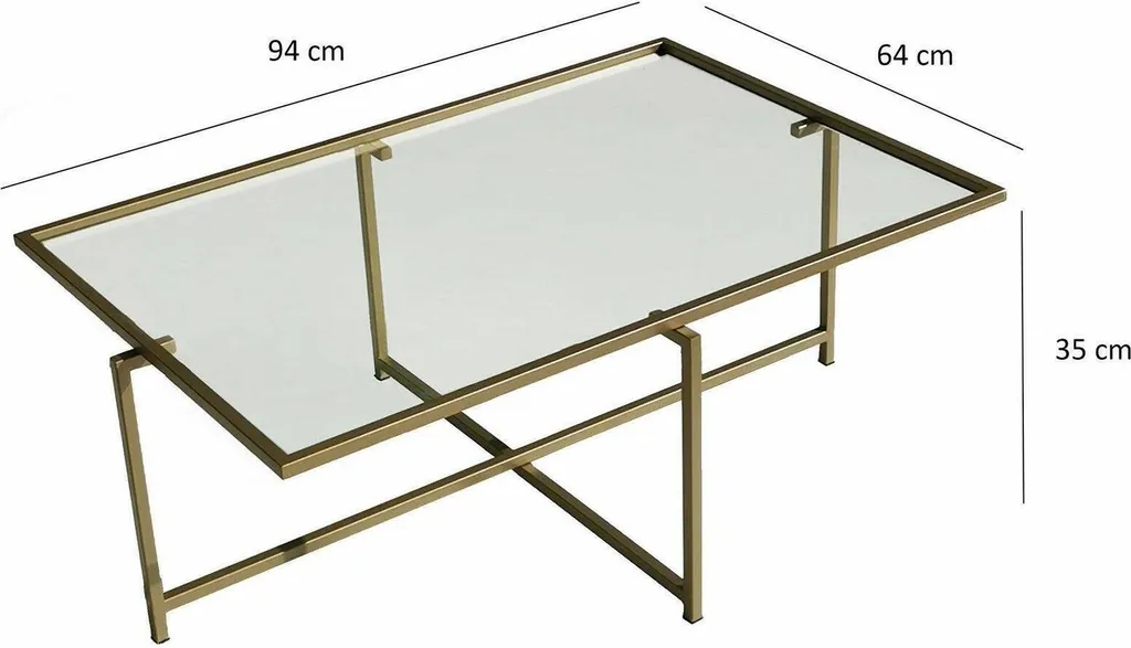 Anna - Table Basse 94x64x35h cm Or Résistante au Ternissement Luxe