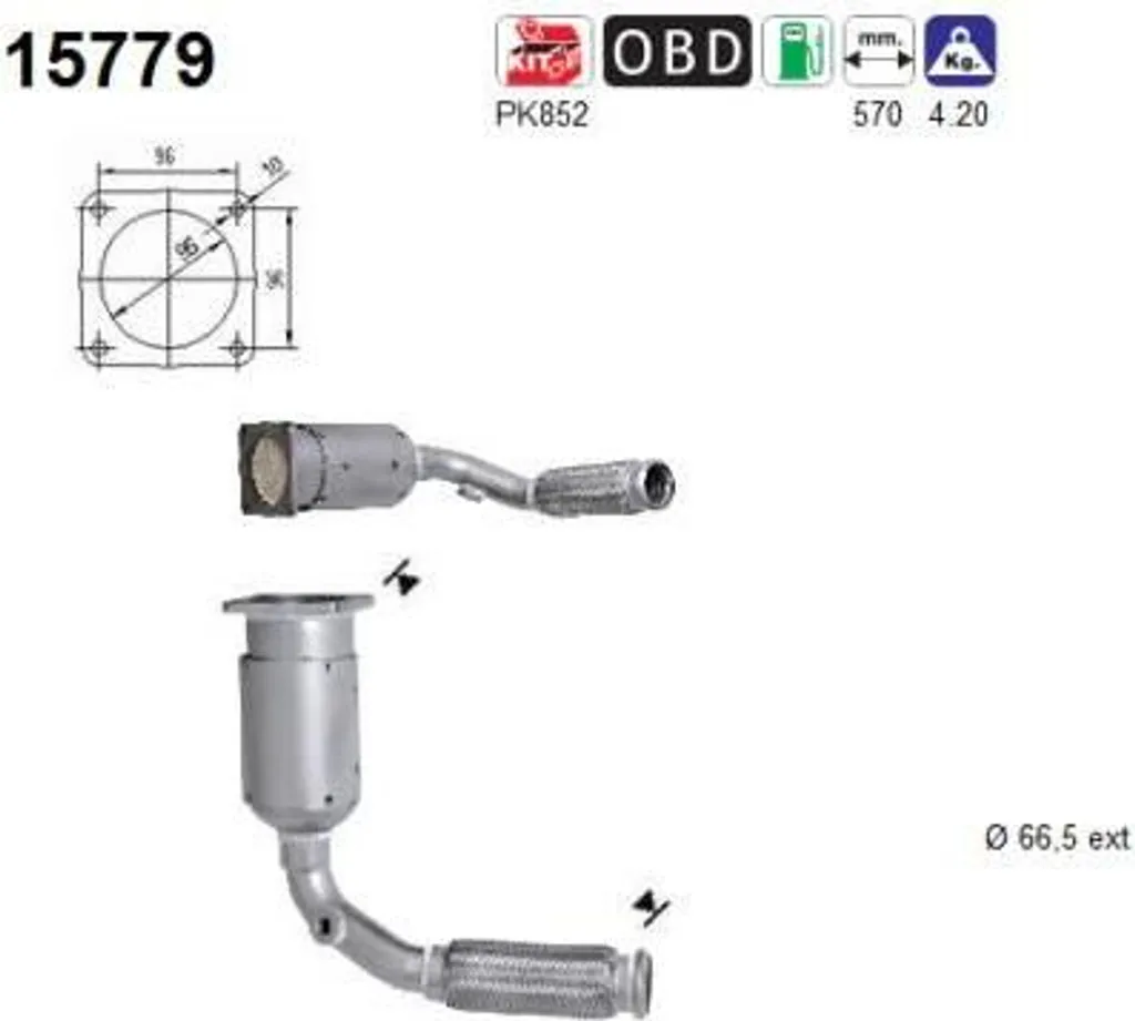 Catalyseur 1731SJ en Acier Inoxydable pour Berlingo Partner 1.6