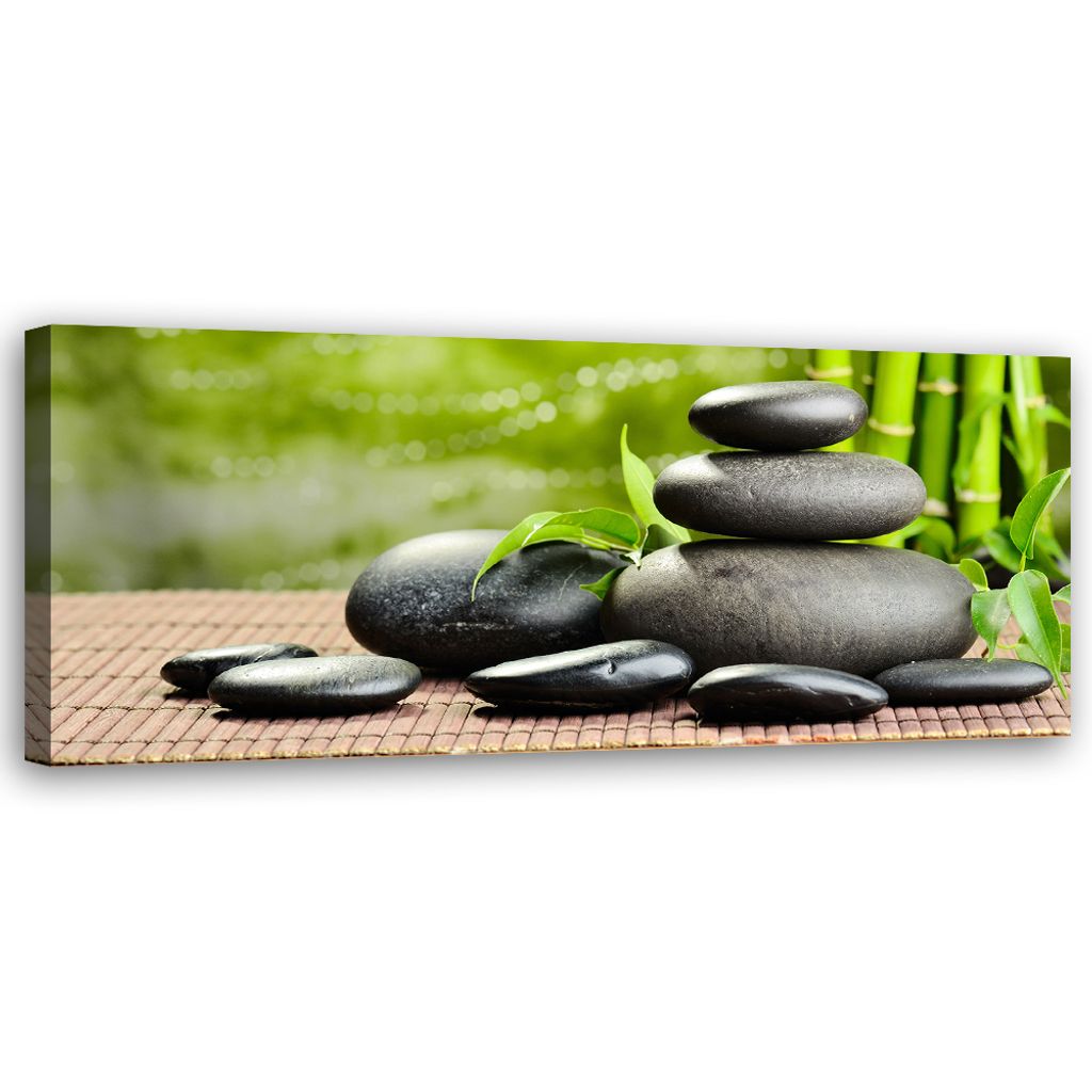 Leinwandbild Zen-Spa-Steine 90x30 Feeby Grün bild für die wand bereit zum aufhängen