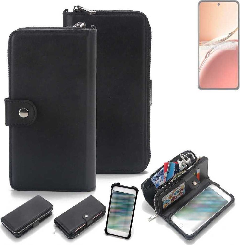 K-S-Trade 2in1 Handyhülle Schutzhülle kompatibel mit Oppo Reno12 FS 4G & Portemonnee Cover Handy Hülle Case Etui Geldbörse Wallet Bookstyle