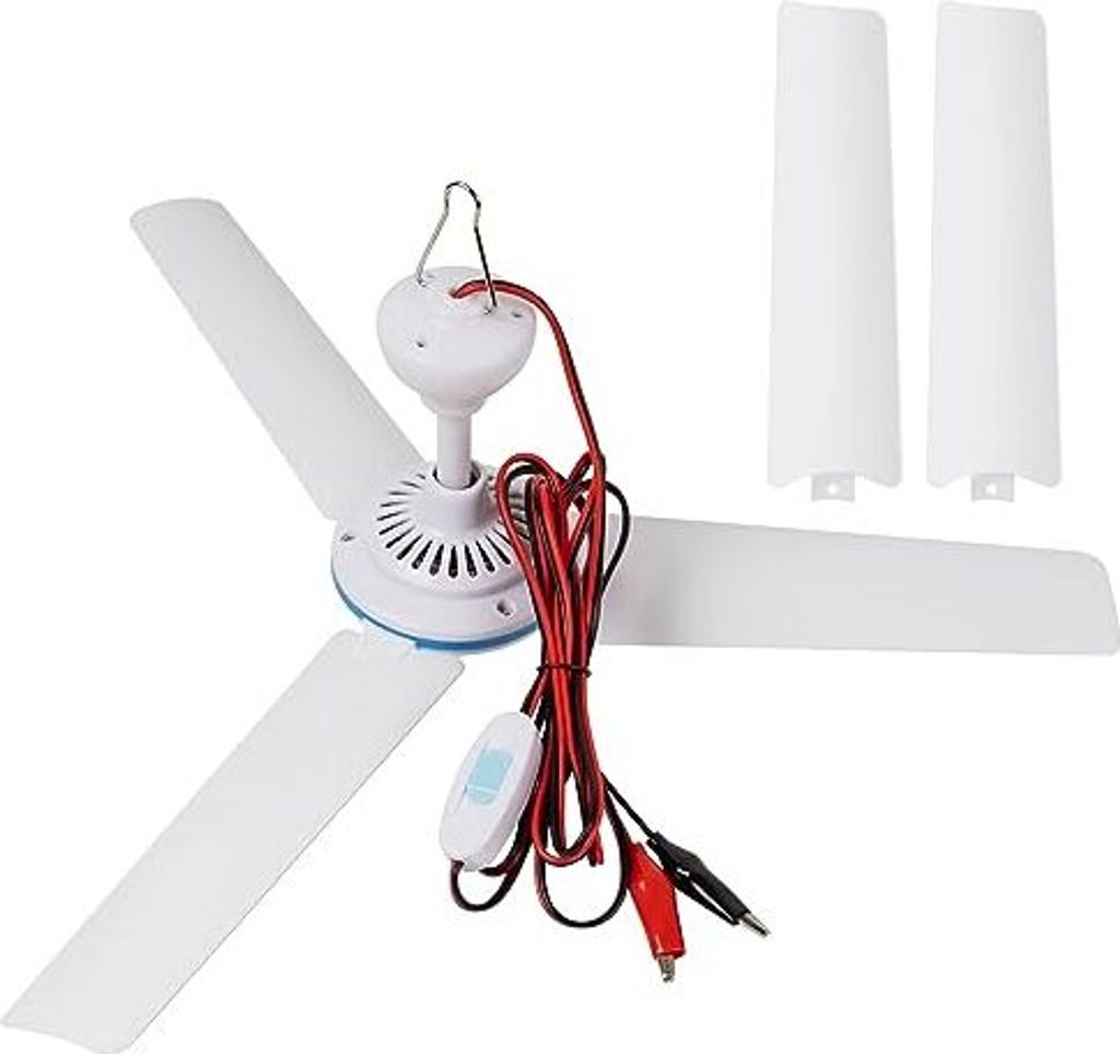 ESLOYSUN DC 12V Tragbarer Deckenventilator 19.7" Mini hängender Camping Zelt Fans für Outdoor RV Pavillon, batteriebetriebener Silent Design