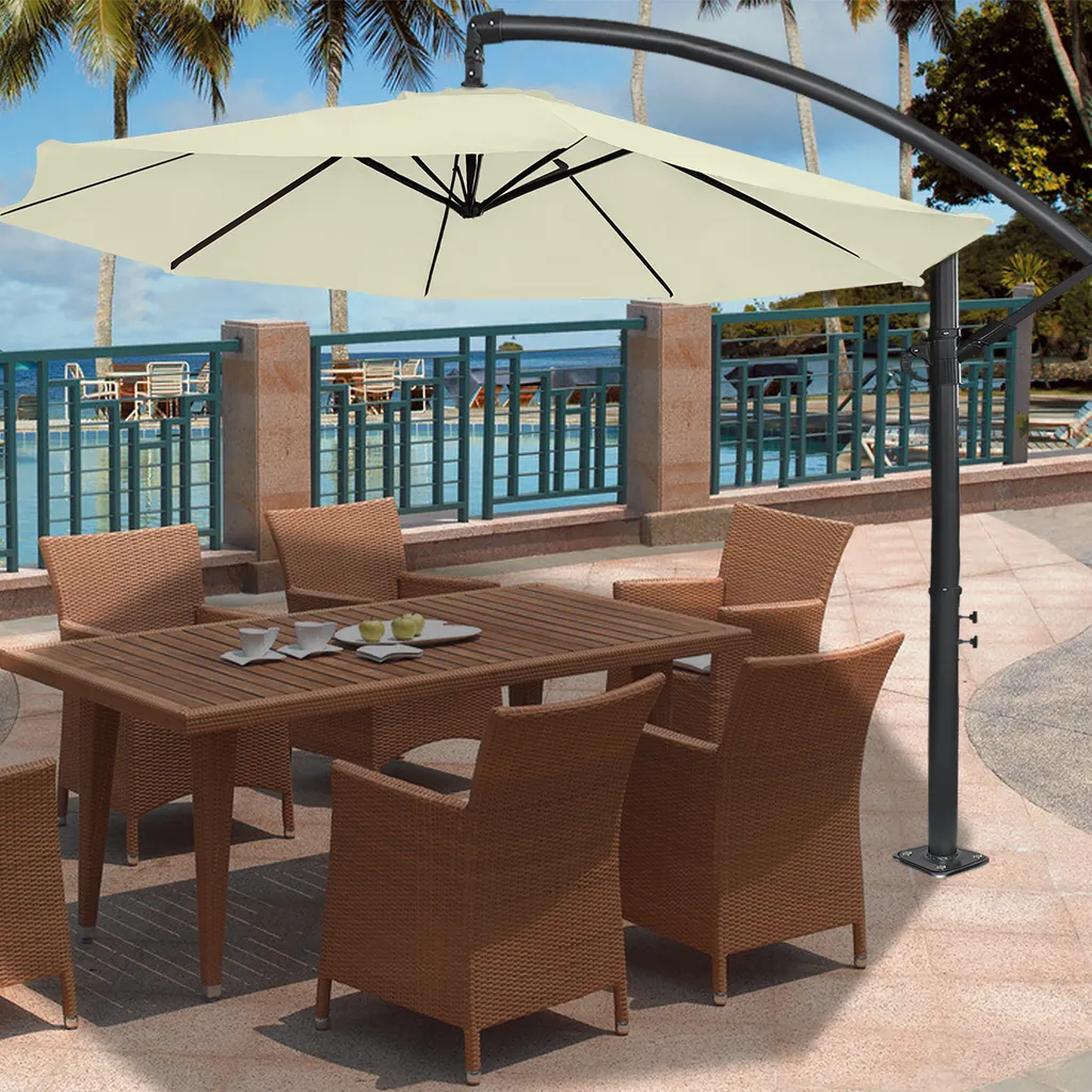 Support de Parasol Métal avec Douille de Sol Robuste Gris Foncé - 6
