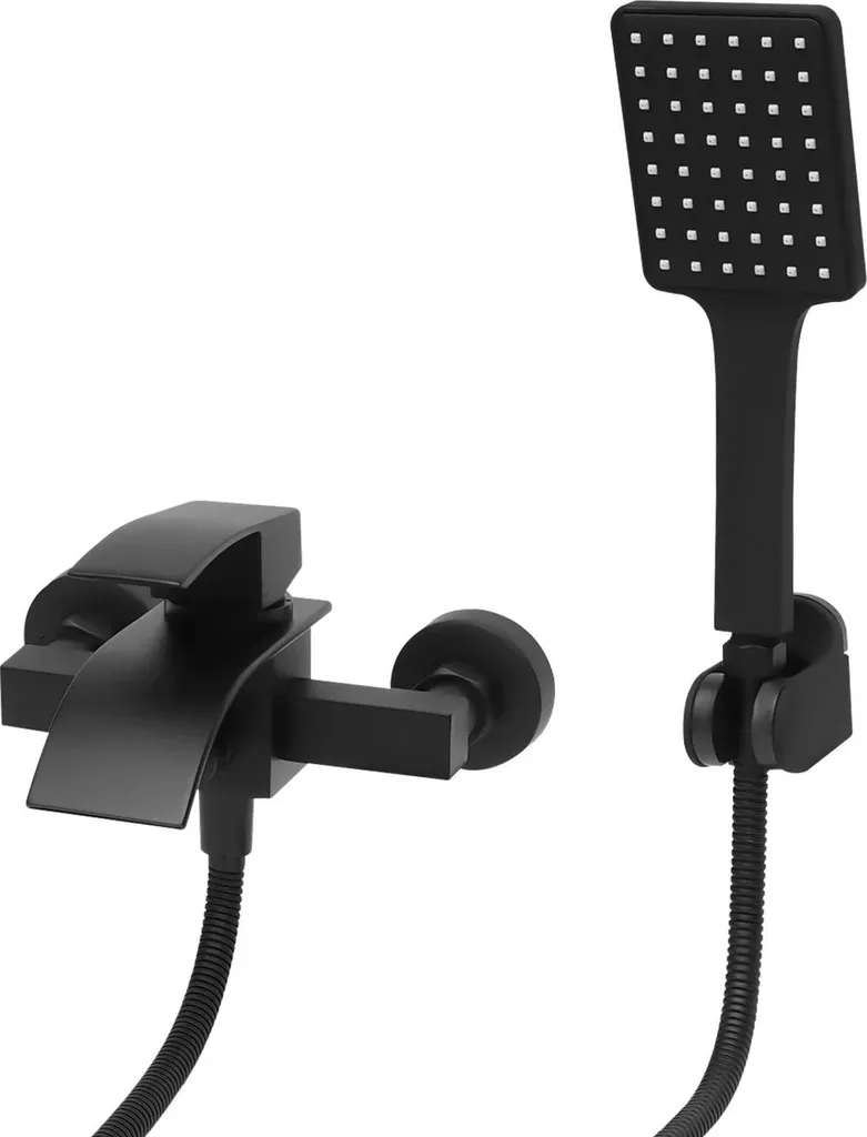 Miscelatore Vasca Cascata Nero: Doccia a Parete Design Contemporaneo
