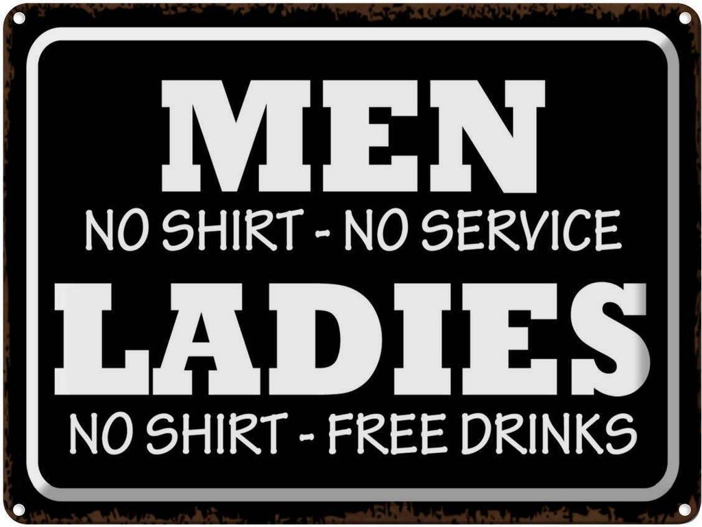 vianmo Blechschild 30x40 cm Men Ladies No Shirt No Service
