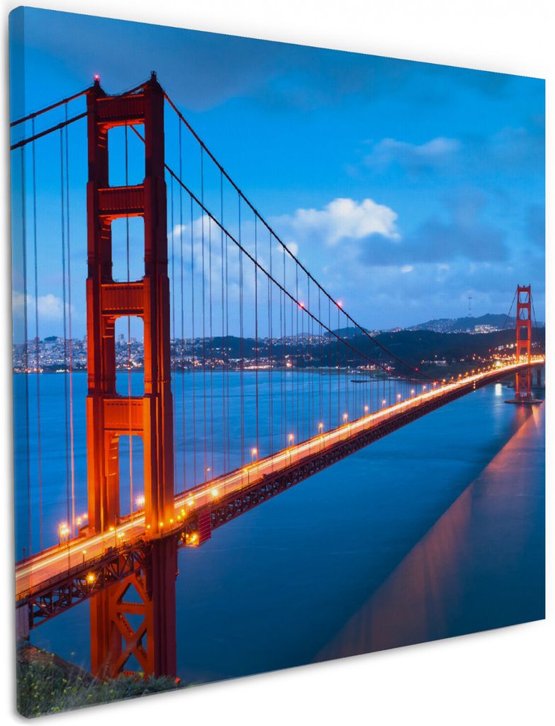 Wallario Premium Leinwandbild Golden Gate Bridge in San Francisco USA in Größe 50 x 50 cm