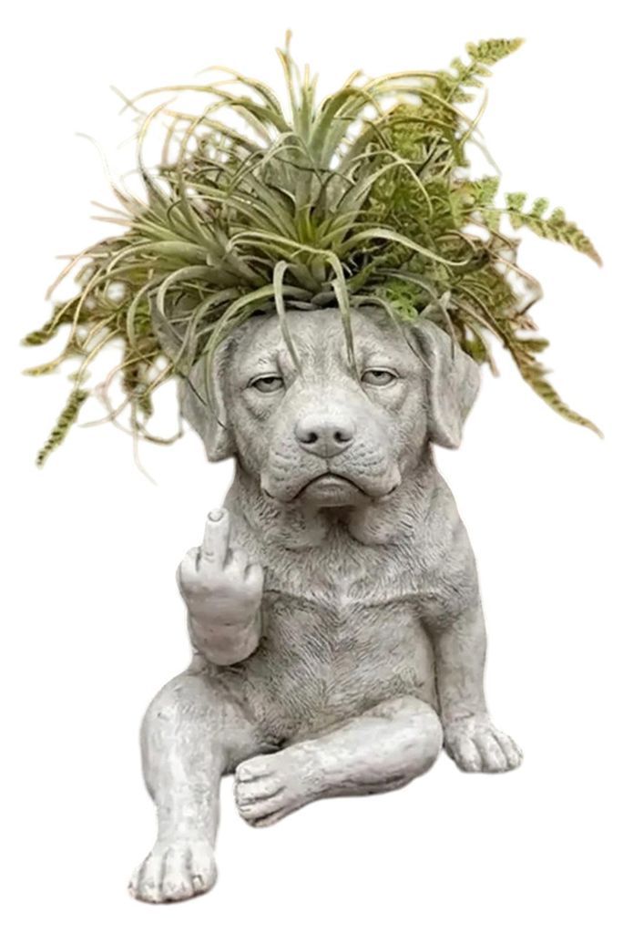 Bulldog-Blumentopf – Kreativer Deko-Pflanztopf mit einzigartigem Design – Blickfang für Garten, drinnen und draußen – Neuartiger Blumentopf D