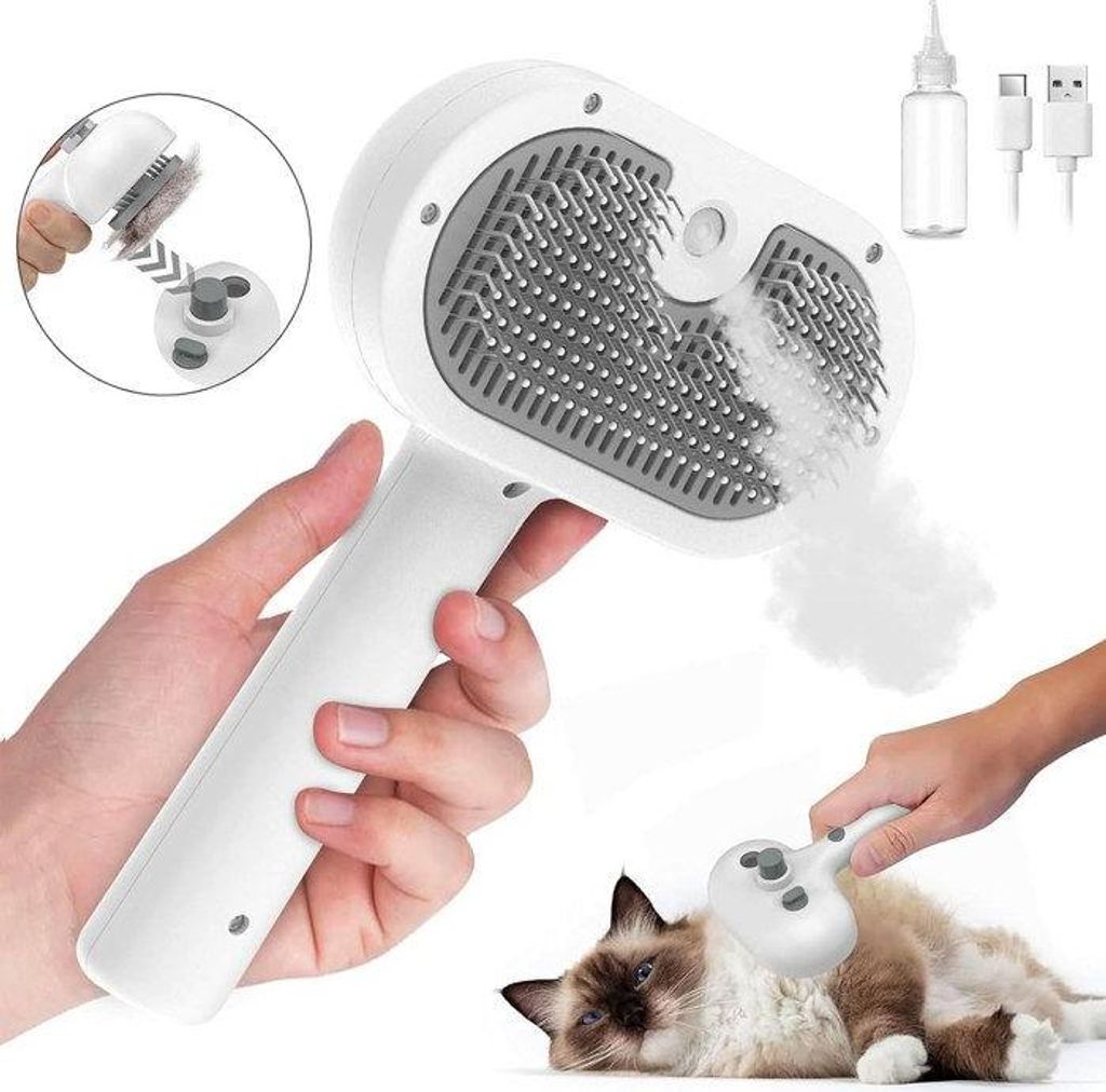 3-in-1 Dampfbürste für Hunde und Katzen, Sprühmassagekamm Produktbild 