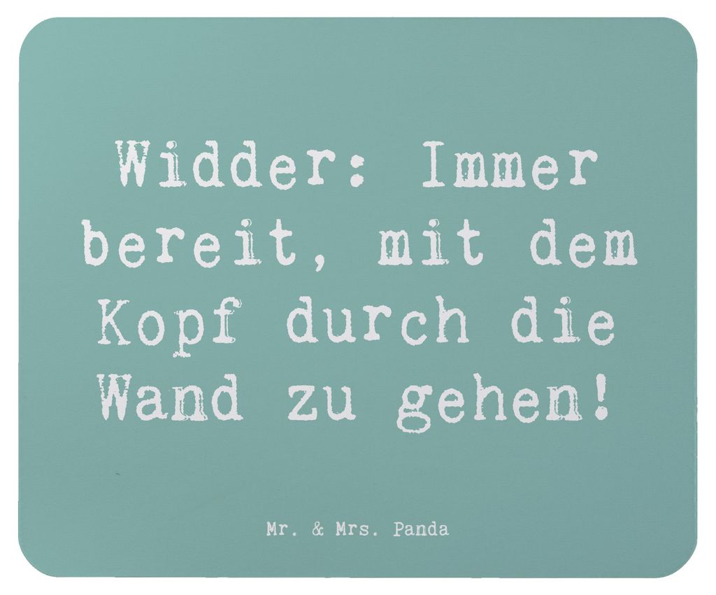 Mr. & Mrs. Panda Mousepad Spruch Widder Power - Meeresbrise - Geschenk, Führungspersönlichkeit, Mauspad, laptop, Entschlossenheit, Geschenke Ster...