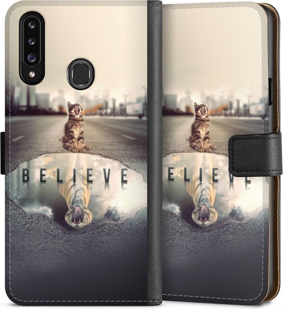 DeinDesign Klapphülle für Samsung Galaxy A20s Handytasche Lederhülle Tasche Motivation Tiere Tiger