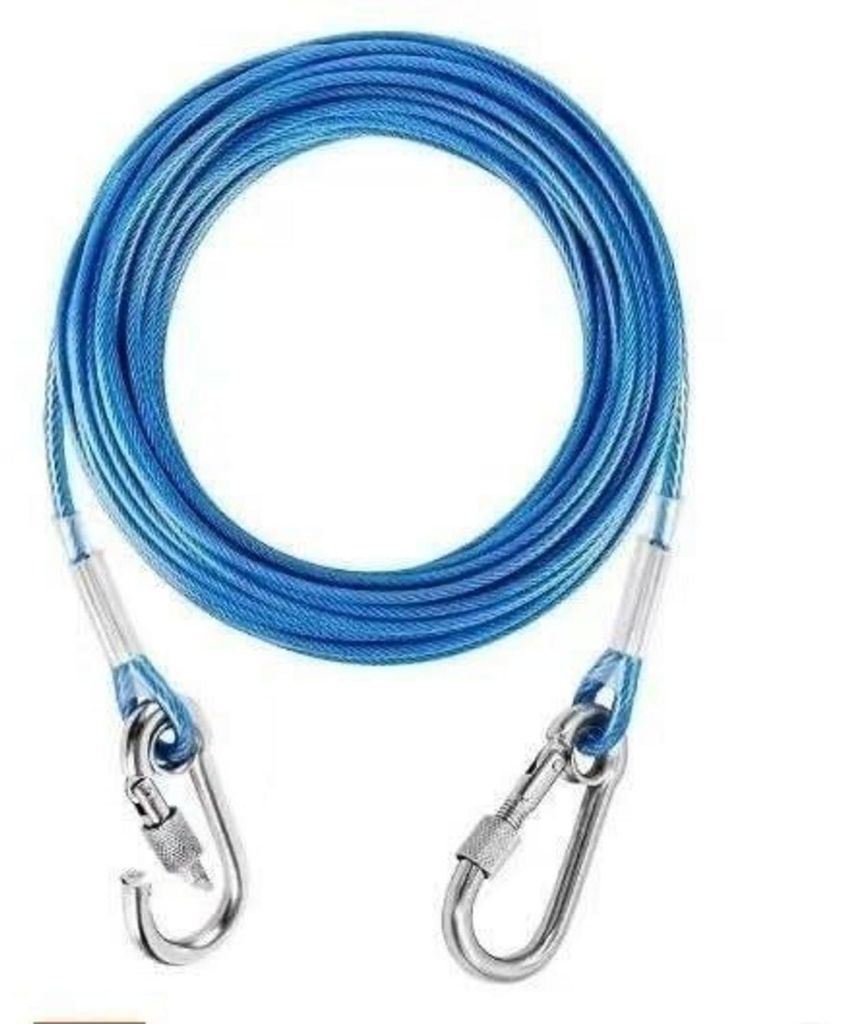 Hundeleine Edelstahl PVC 3m Blau 3mm Dick mit Drehhaken Produktbild 