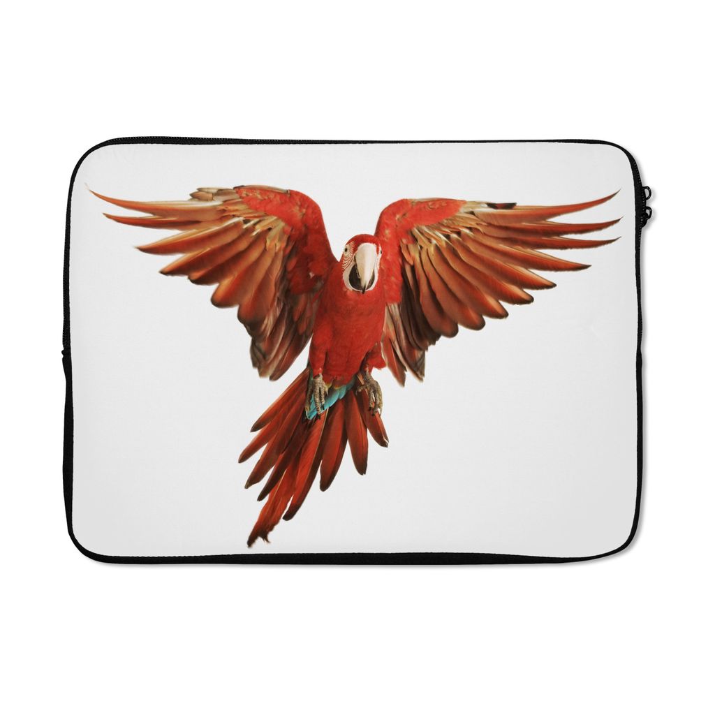 MuchoWow Laptop Hülle 13 Zoll Ara - Vogel - Federn - Weiß Laptoptasche - Laptophülle - Sleeve - Rundumschutz