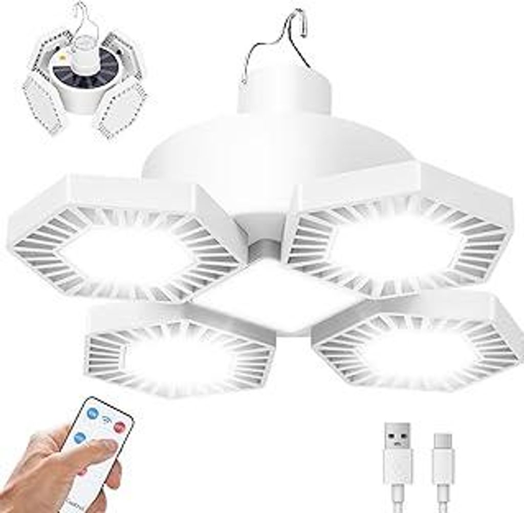 169 LED Campinglampe Solar Aufladbar, Camping Lampe Laterne mit Fernbedienung Power Bank Batterie, USB Campingleuchte Zelt Laterne Licht, 8000 Lume...