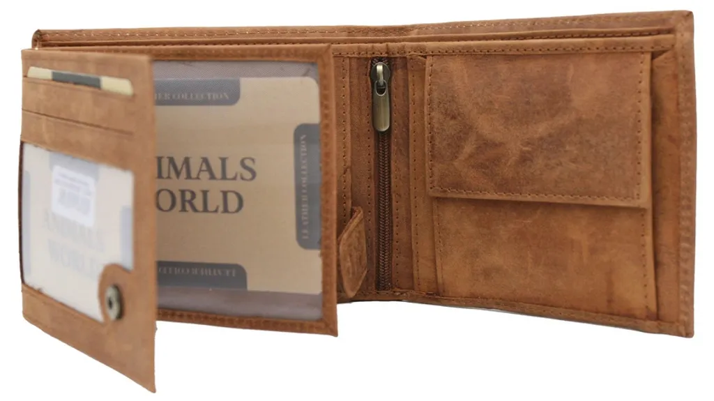 Portafoglio Grande Uomo Always Wild Pelle Naturale Marrone Chiaro 12.5cm - 3