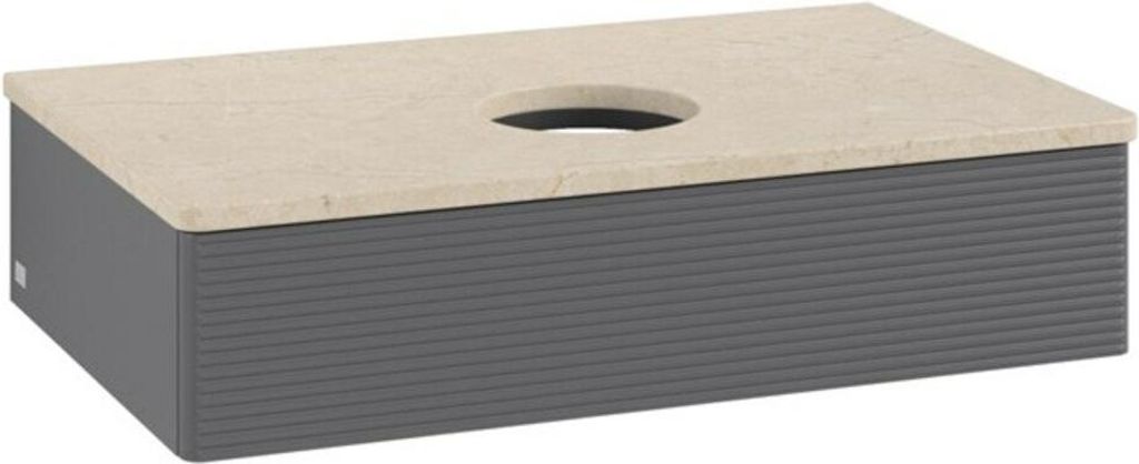 V&B Waschtischunterschrank mit Frontstruktur -Beleuchtung Antao 80x19x50cm, WBP botti., Anthrac. m Lac