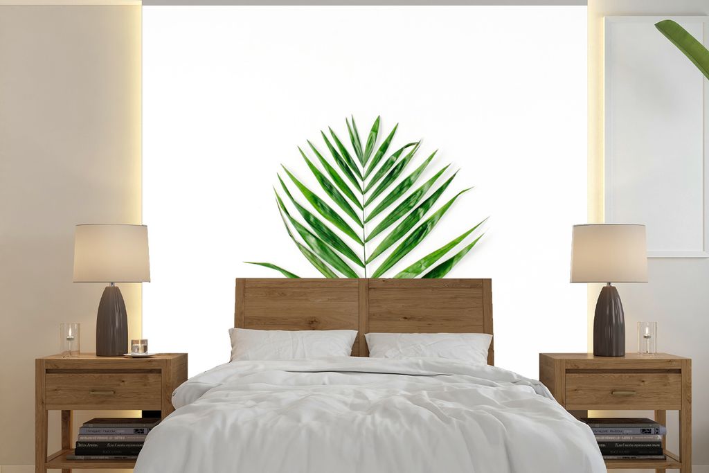 MuchoWow Fototapete für Wohnzimmer oder Schlafzimmer Wandtapete Vinyl Motivtapete Tropisch - Blatt - Grün - 300x300 cm - Wanddekoration