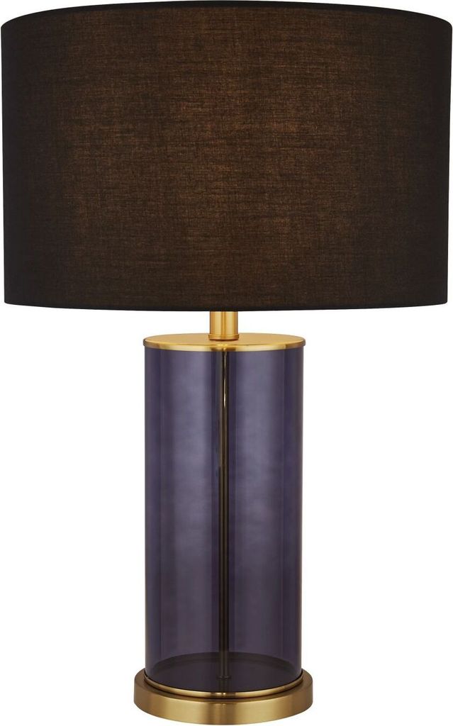Tischlampe Glas Stoff E27 rund Ø 38 cm 52,5 cm in Blau Schwarz Gold Modern
