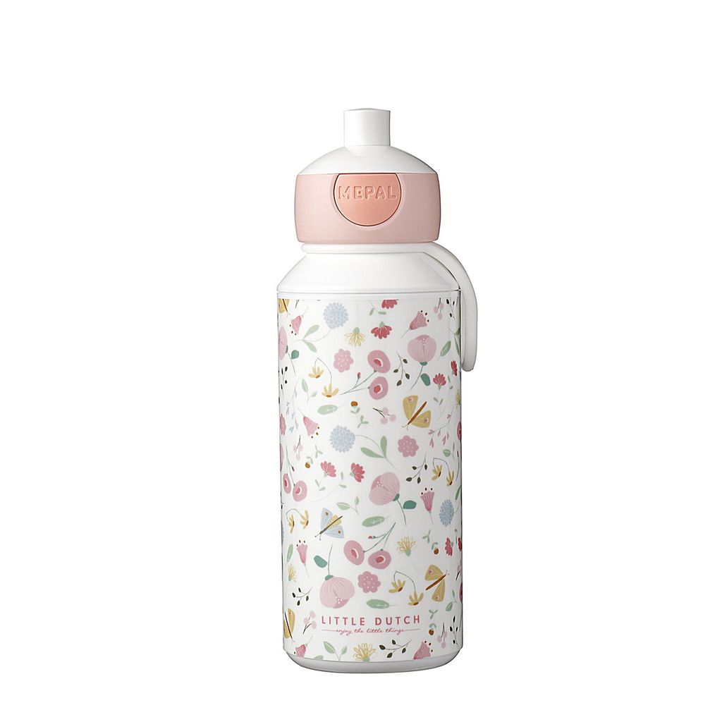 Trinkflasche Pop-up Campus 400 ml Little Dutch - Flowers & Butterflies