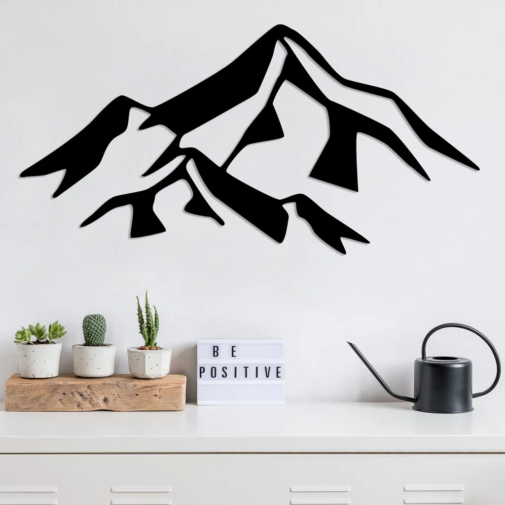 Wallity TNL1764 Mountain Decorazione Metallo 1,5mm Nero 80x40