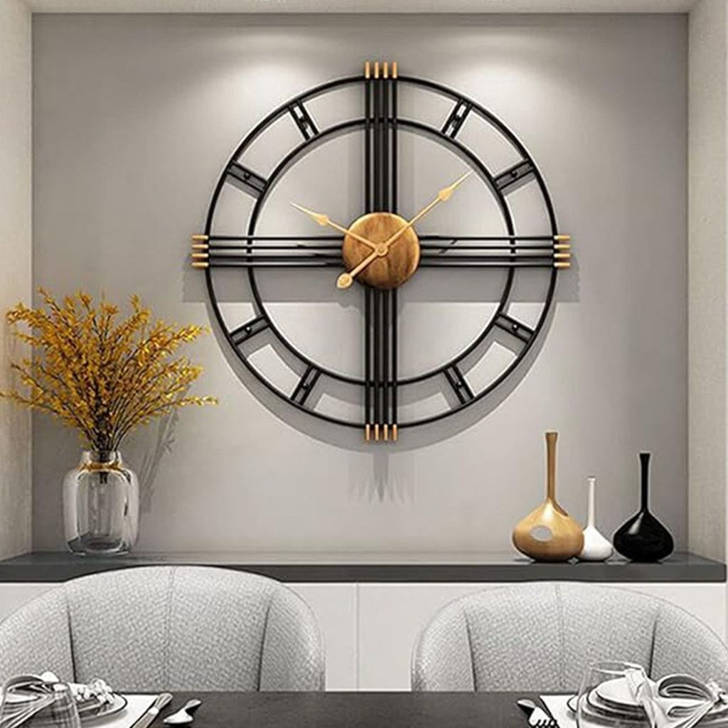 Wanduhr,50cm Moderne einfache Wohnzimmer Wanduhr, Eisen Stumme Uhr,Geeignet für Wohnzimmer und Büro
