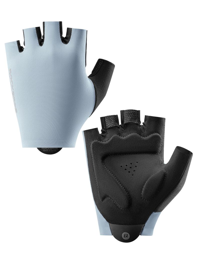 ROCKBROS Halbfinge Fahrradhandschuhe rutschfest Handschuhe Atmungsaktiv Sporthandschuhe für Rennrad, Fitness, Joggen Blau L