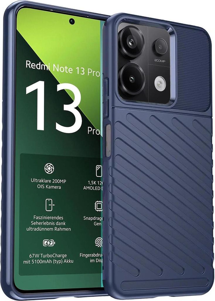 Conie Schutzhülle für Xiaomi Redmi Note 13 Pro 5G Tasche Silikon Case Muster Cover Bumper TPU Hülle in Blau