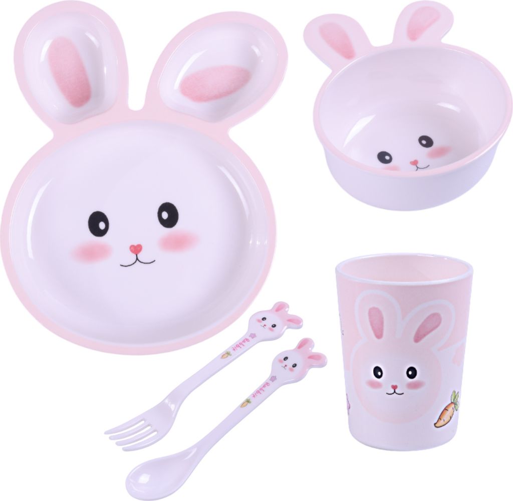 Teller + Tasse + Besteck Set 5 el. Hase / Bocioland