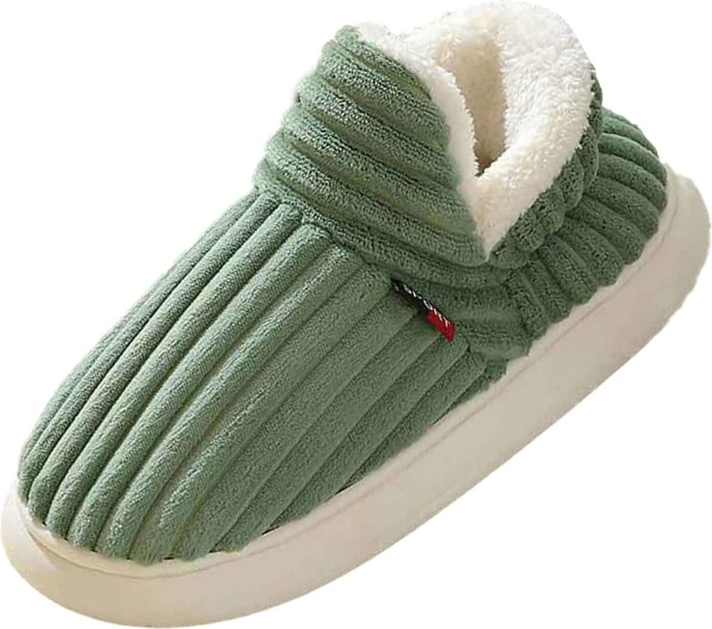 ASKSA Flauschige Hausschuhe Damen Herren Winter Warme Damen Hausschuhe Geschlossen Rutschfest Dicke Sohle Wolke Hausschuhe,Gruenn, Groesse: 37-38